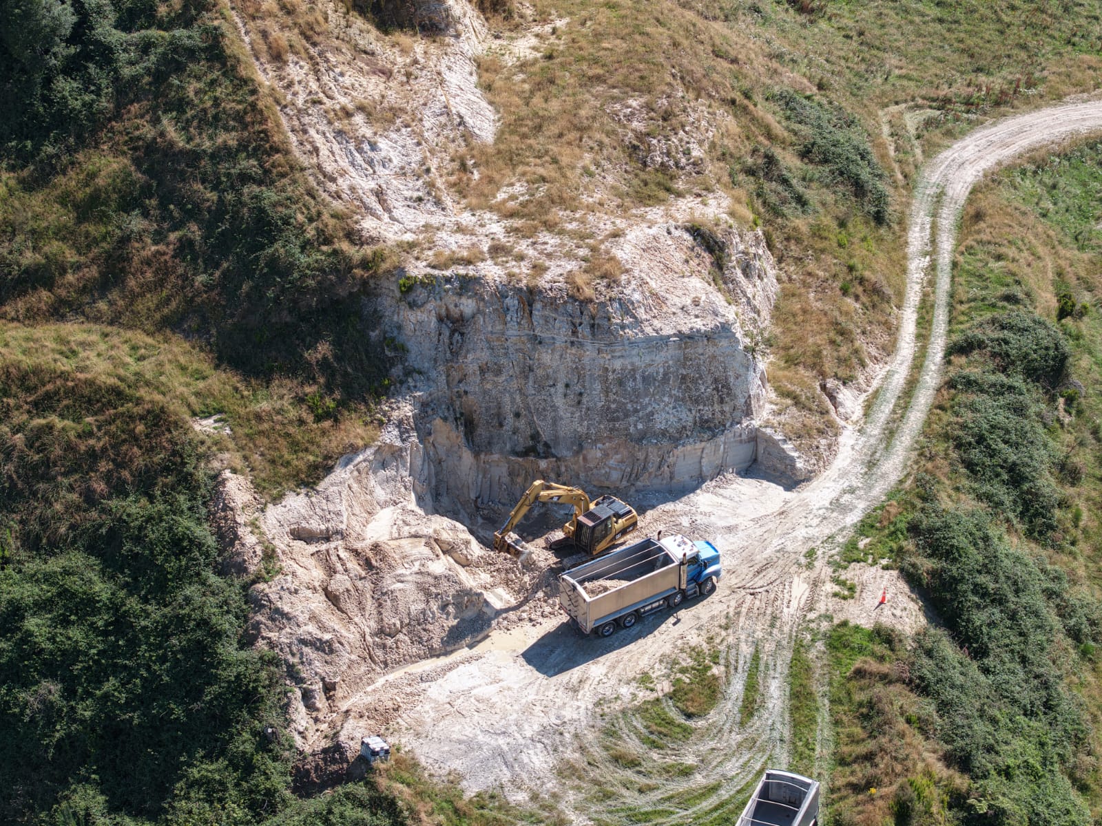 Aerial view of Ngawaimai mine operations in Rotorua showing extraction equipment